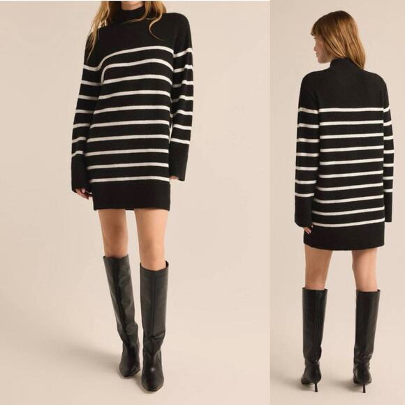NWT Z Supply Fin Striped Sweater Dress Knee Length Long Sleeve Cozy Large L Soft - Picture 1 of 15